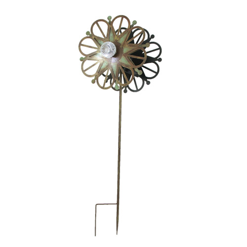 36 Inch Metal Solar LED Kinetic Wind Spinner Outdoor Garden Yard Art Star Flower Main image