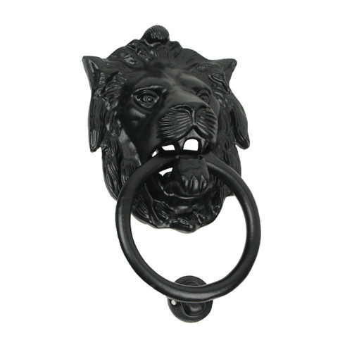 Black Enamel Cast Iron Lion Head Decorative Door Knocker Antique Home Accent Main image