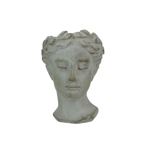 Weathered Gray Greek Lady Statue Wall Mount Cement Head Planter 6 Inches High Main image