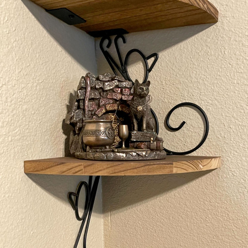 Little Wicked Conjuring Corner Bronze Finish Cat Witch Statue 5 Inches High Additional image