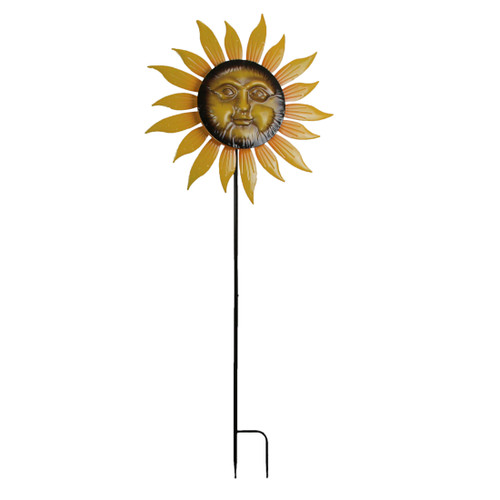 Smiling Face Sunflower Garden Twirler Wind Spinner Stake 71.5 Inches High Main image