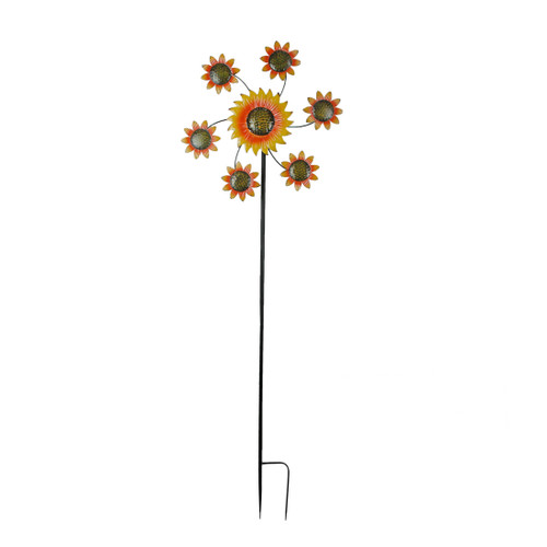 Colorful Sunflower Pinwheel Garden Twirler Wind Spinner Stake 70.5 Inches High Main image