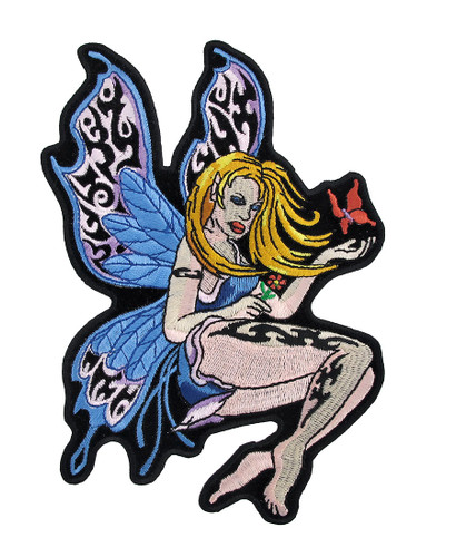 Tattooed Butterfly Fairy Biker Vest Patch Rockabilly Main image