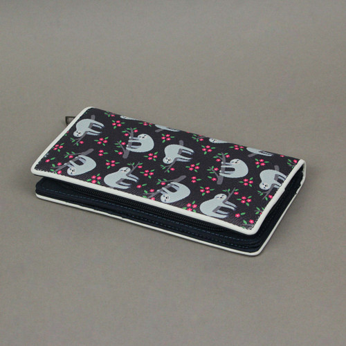 Take It Easy Happy Sloth Vinyl Novelty Wallet ID Holder Snap Fashion Wristlet Additional image