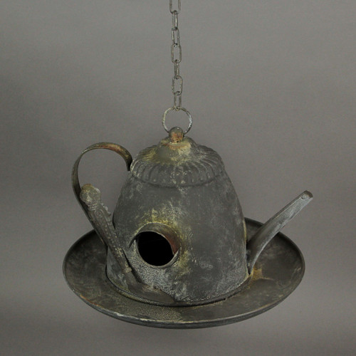 Rustic Metal Vintage Hanging Teapot Bird House Decorative Garden Farmhouse Decor Additional image