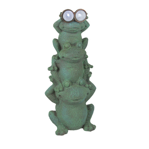 Green Resin Standing Frogs Solar LED Sculpture Decorative Garden Art Yard Light Main image