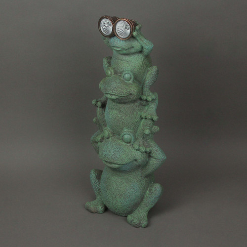 Green Resin Standing Frogs Solar LED Sculpture Decorative Garden Art Yard Light Additional image