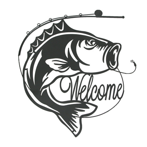 19 Inch Laser Cut Metal Bass Sign Home Decor Vintage Wall Hanging Art Main image