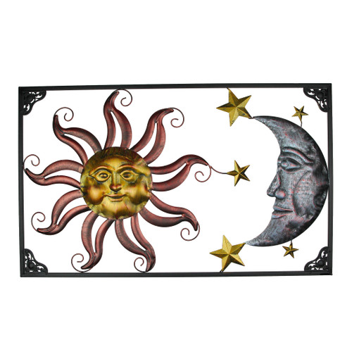 Tri-Tone Celestial Sun Moon and Stars Indoor/Outdoor Metal Wall Art Main image