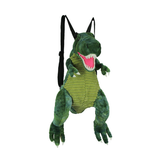 Cool Furry Plush Green Dinosaur Mini Backpack T-Rex Stuffed Animal Shoulder Bag Main image