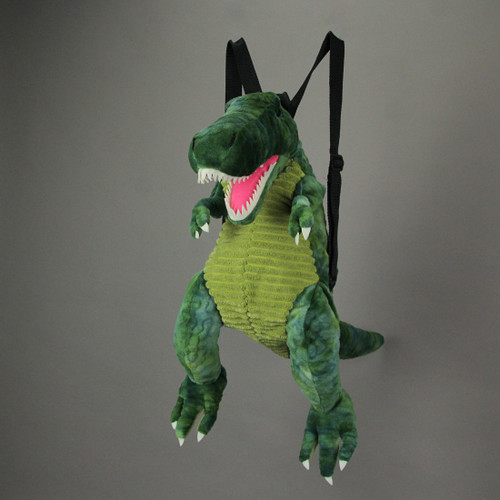 Cool Furry Plush Green Dinosaur Mini Backpack T-Rex Stuffed Animal Shoulder Bag Additional image