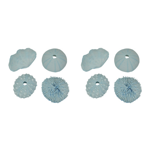 Set of 8 Pale Blue Resin Clam and Sea Urchin Shell Decorative Accent Figures Main image