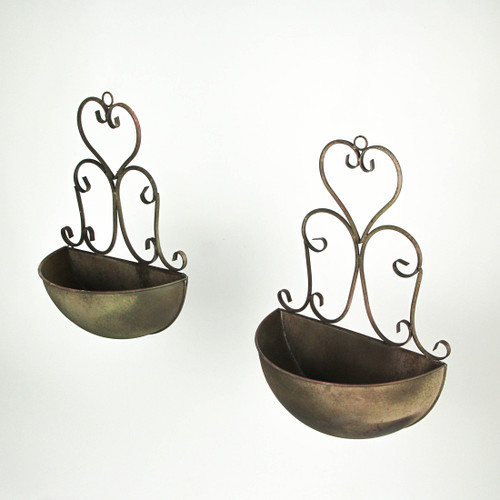 Galvanized Metal Rustic Scroll Wall Pocket Planter Farmhouse Hanging Home Decor Additional image