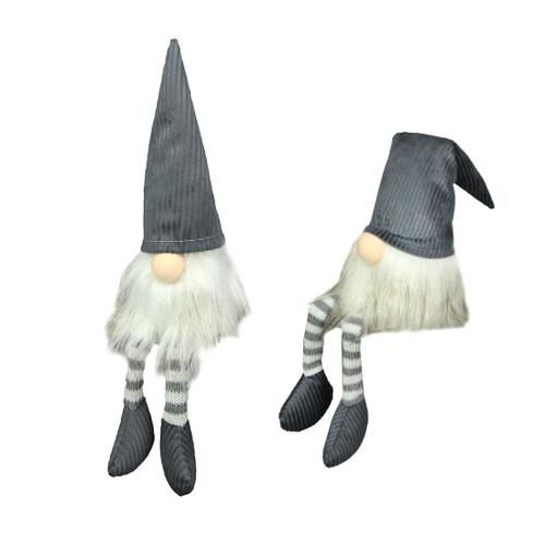 Grey Polyester Garden Gnome Shelf Sitters Home Decor Plush Decorations Set of 2 Main image