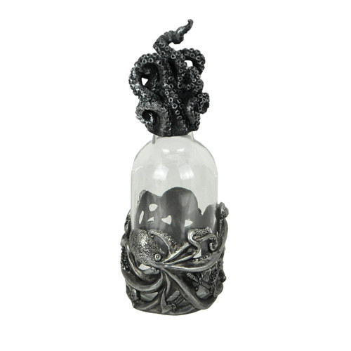 Silver Resin And Glass Octopus Perfume Bottle With Tentacle Cap Decorative Jar Main image