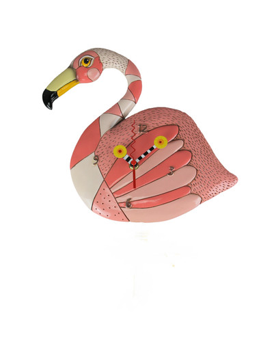 Allen Designs Crazy Legs Pink Flamingo Wall Clock Main image