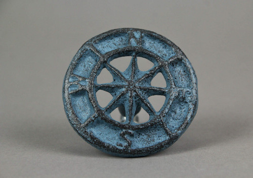 Set of 10 Light Blue Cast Iron Compass Rose Drawer Pulls Main image