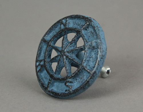 Set of 11 Light Blue Cast Iron Compass Rose Drawer Pulls Additional image