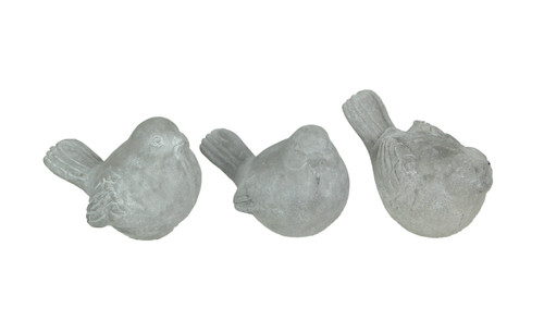 Set of 3 Natural Gray Cement Songbird Statues Indoor/Outdoor Main image