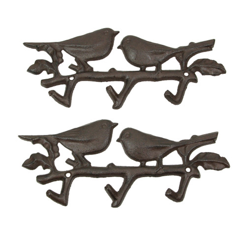 Set of 2 Cast Iron Birds Coat Hook Wall Rack Decorative Towel Key Hat Hangers Main image