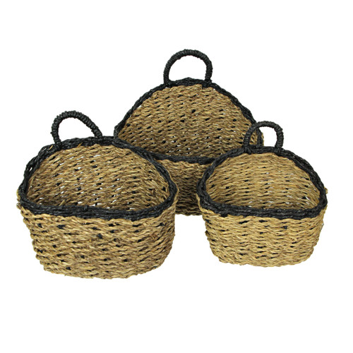 Set of 3 Woven Seagrass Baskets Decorative Rustic Home Storage Decor Organizer Main image