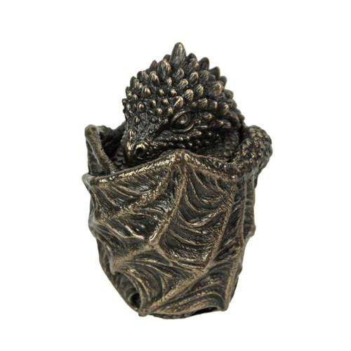 Baby Dragon Resin Figurine Secret Stash Box Cast Bronze Finish 3.75 Inches High Main image