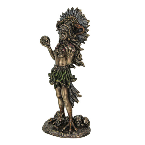 Coatlicue, Serpent-Skirt Aztec Goddess of Fertility Bronze Finish Statue 9.5 Inches High Main image