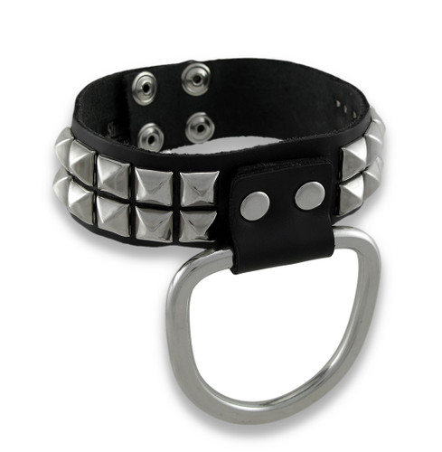 Black Leather Studded D Ring Choker Collar Sub Main image