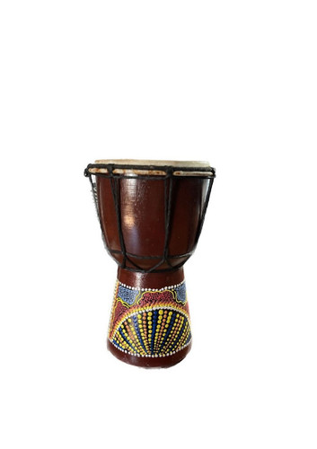 Aboriginal Dot Painted Elephant Djembe Drum 8 Inches Tall 4.5 Inch Diameter Additional image