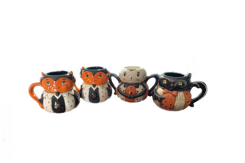 Pumpkin Peeps Ceramic Folk Art Halloween Mugs Set of 4 Main image