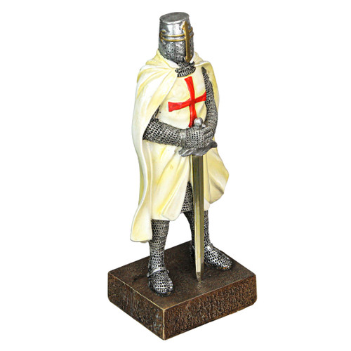 Medieval Templar Knight in Battle Holding Sword Armor Statue Main image