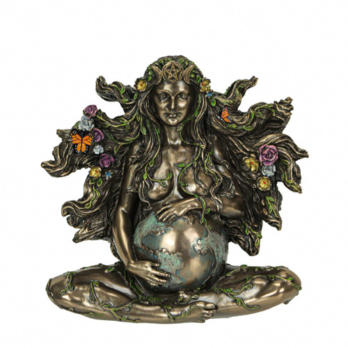 Pregnant Greek Mother Earth Goddess Gaia Bronze Finish Statue 6.75 Inches High Main image