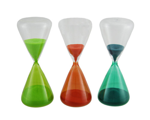 3 Piece Colored Glass & Sand Hourglass Set In Gift Box Main image