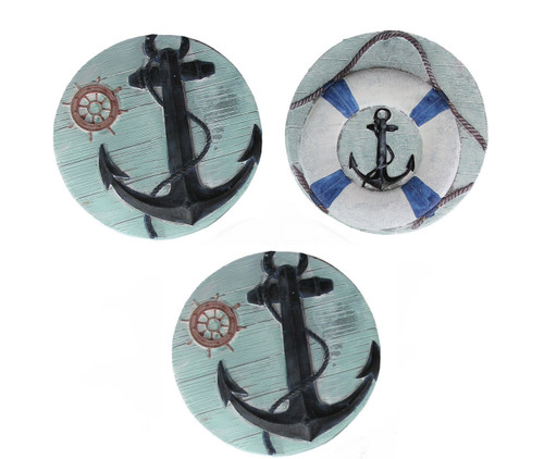 Set of 3 Concrete Nautical Stepping Stones Hanging Decorative Art Main image