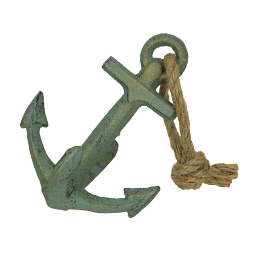 Verdigris Cast Iron Ship Anchor Bookend Sculpture Main image