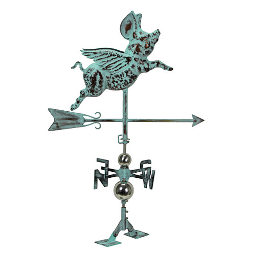 Verdigris Copper Flying Pig Weathervane Main image