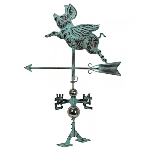 Verdigris Copper Flying Pig Weathervane Additional image