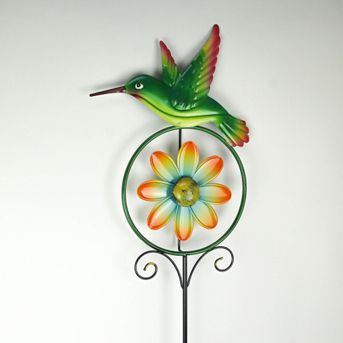55 Inch Hummingbird Flower Kinetic Wind Spinner Garden Stake Yard Decor Pinwheel Additional image