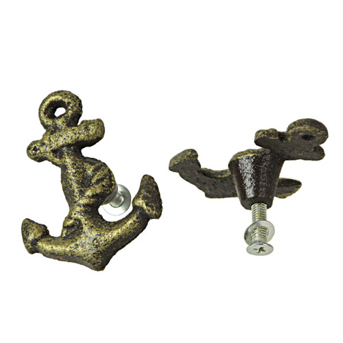 Bronze Cast Iron Ship Anchor Drawer Pull Decorative Cabinet Knob Set of 6 Additional image