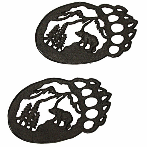 9 Inch Cast Iron Mountain Scene Bear Paw Trivet Kitchen Accessories Hot Plate Stand Home Decor Set of 2 Main image