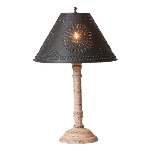 Irvins Country Tinware Gatlin Wood Table Lamp in Hartford Buttermilk with Textured Metal Shade Main image