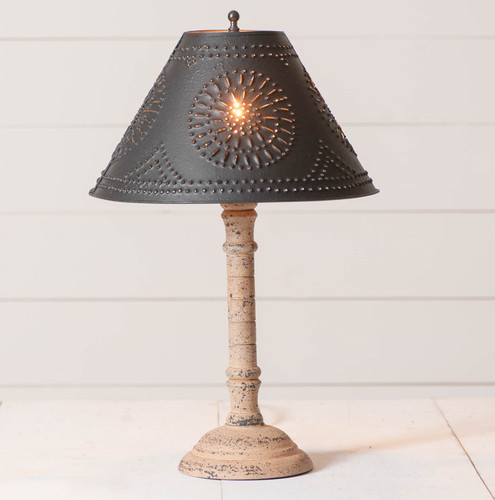 Gatlin Wood Table Lamp in Buttermilk - Textured Metal Shade - Irvin's Tinware Additional image