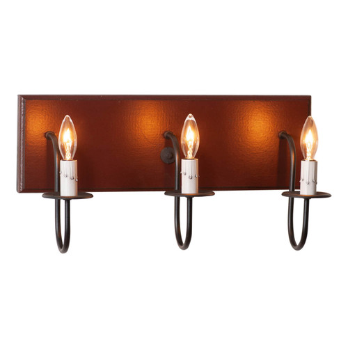 Irvins Country Tinware 3-Light Vanity Light in Rustic Red Main image