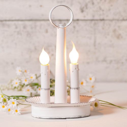 Irvins Country Tinware Oval Double Accent Light in Rustic White Additional image