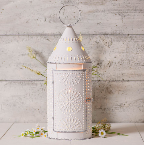 Irvins Country Tinware 21-Inch Lantern in Rustic White Additional image
