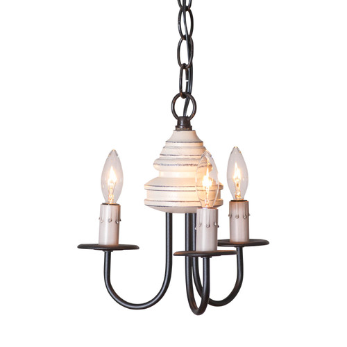 Irvins Country Tinware 3-Arm Bellview Wood Chandelier in Rustic White Main image