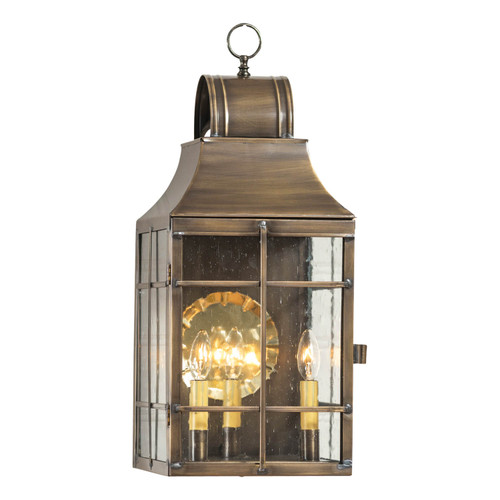 Irvins Country Tinware Stenton Outdoor Wall Light in Solid Weathered Brass - 3 Light Main image