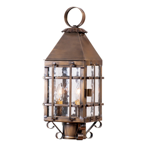 Irvins Country Tinware Barn Outdoor Post Light in Solid Weathered Brass - 3 Light Main image