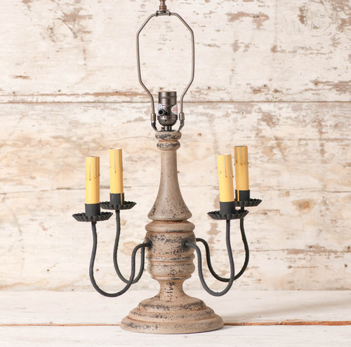 Irvins Country Tinware Jamestown Wood Table Lamp Base in Hartford Buttermilk Additional image