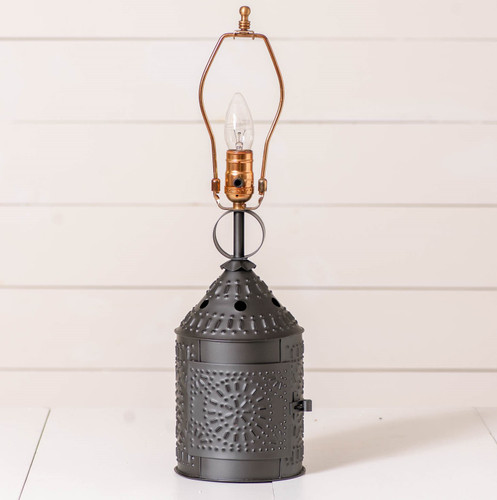 Irvins Country Tinware Paul Revere Lamp Base in Smokey Black Additional image